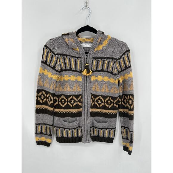 Women’s Anthropologie Sparrow Nordic Fair Isle Zip Cardigan Sweater Small - Picture 1 of 4